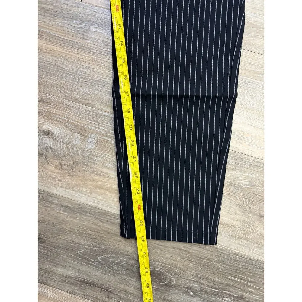 Who What Wear Womens Pinstripe Pants 20W Black White High Rise Crop Stretch NWT